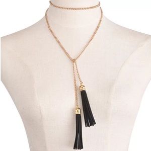 🎉 New Gold Chain & Black Tassel Adjustable Open Necklace